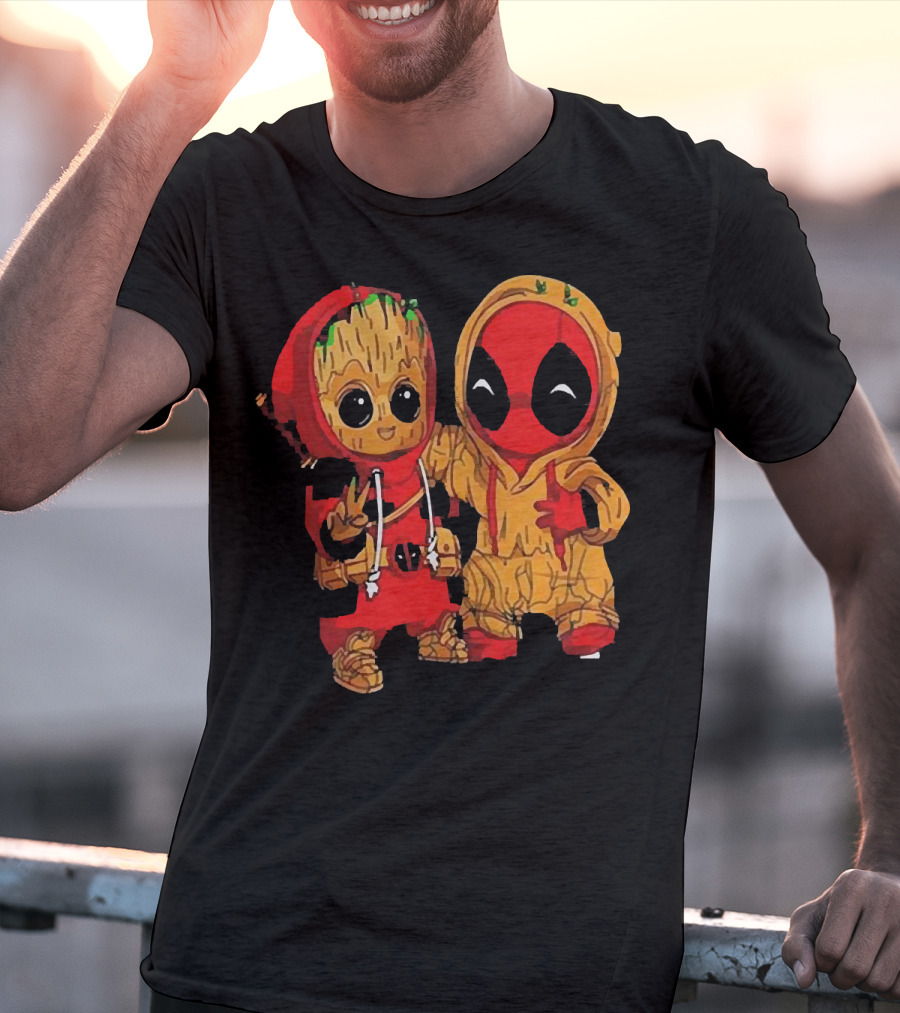 Baby Groot And Baby Deadpool Hoodie Friends T-Shirt