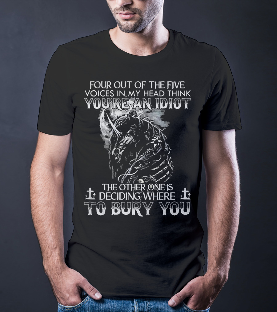 Four Out Of The Five Voices In My Head Think You're An Idiot Skull Unicorn Diamond T-Shirt