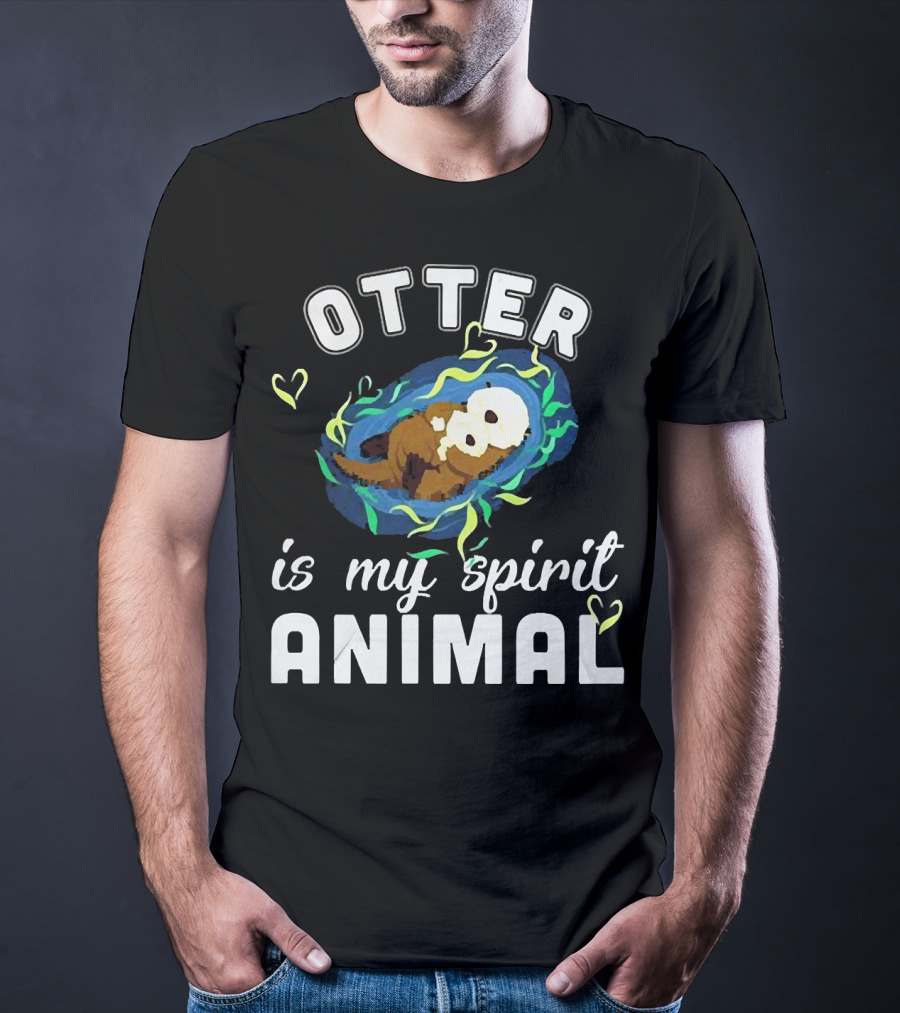 OTTER Is My Spirit Animal Playful Heart T-Shirt