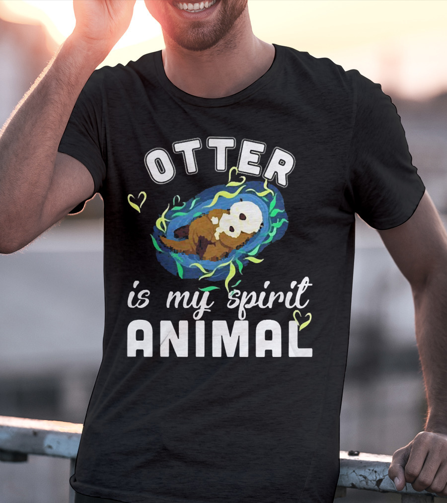 OTTER Is My Spirit Animal Playful Heart T-Shirt