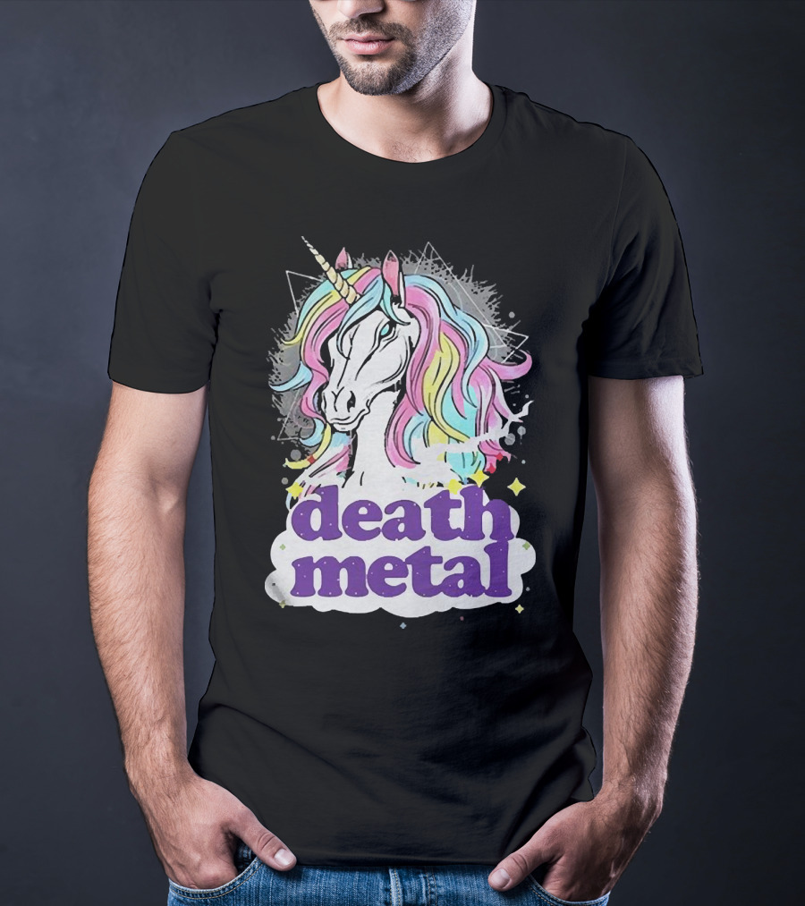 Unicorn Death Metal Rainbow Mane Fantasy T-Shirt