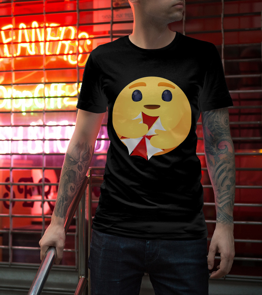 Facebook Care Emoji Embrace With Red Parasol T-Shirt