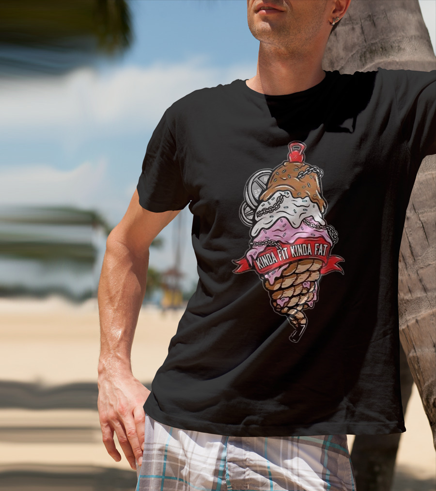 Hafthor Bjornsson Kinda Fit Kinda Fat Ice Cream Weightlifting Chains T-Shirt