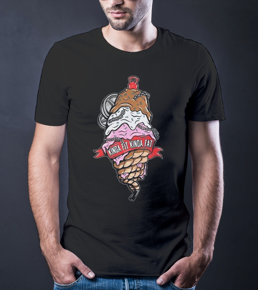 Hafthor Bjornsson Kinda Fit Kinda Fat Ice Cream Weightlifting Chains T-Shirt