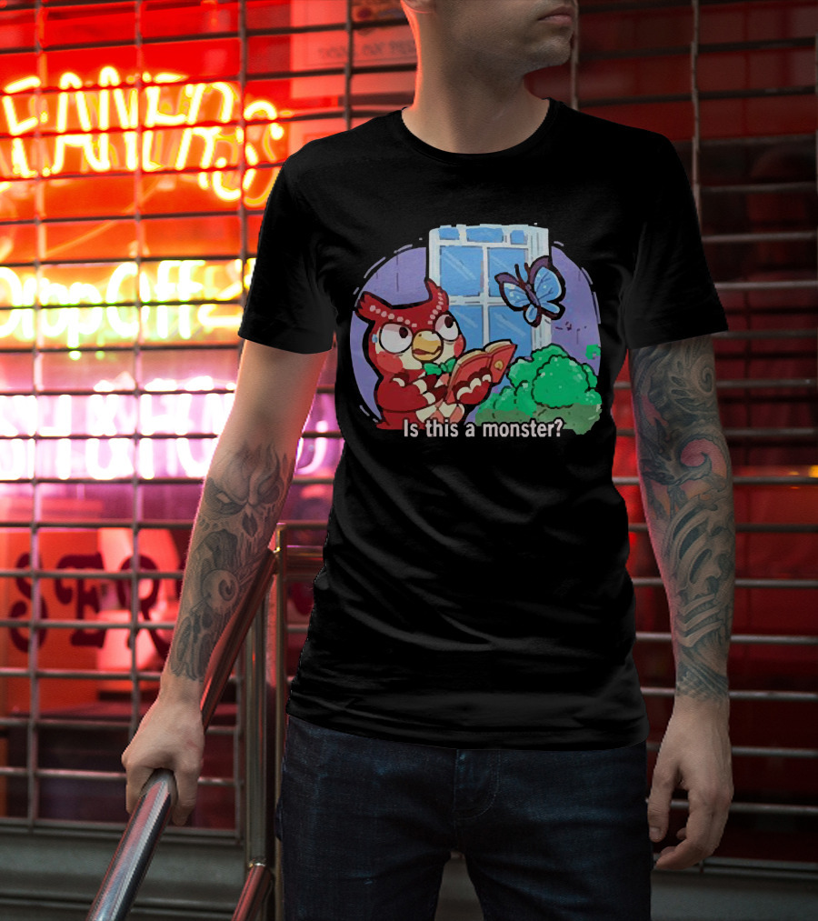 Owl Is This A Monster With Book And Butterfly By Window T-Shirt