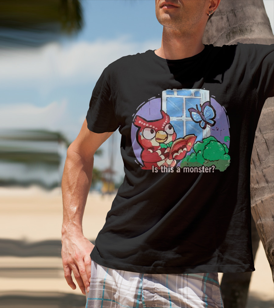 Owl Is This A Monster With Book And Butterfly By Window T-Shirt