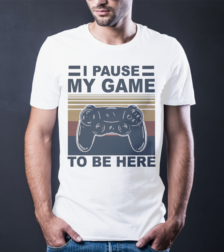 I Pause My Game To Be Here Game Controller Retro Stripe T-Shirt