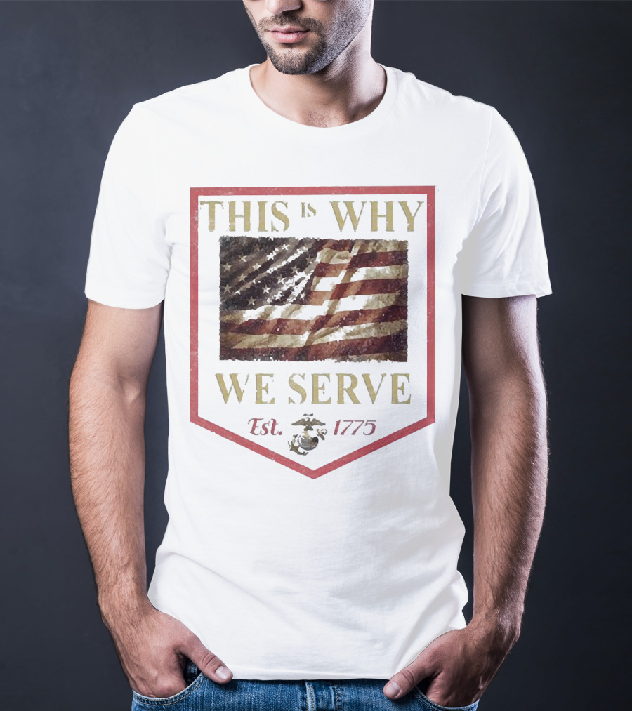 This Is Why We Serve Est 1775 American Flag And Eagle Emblem T-Shirt