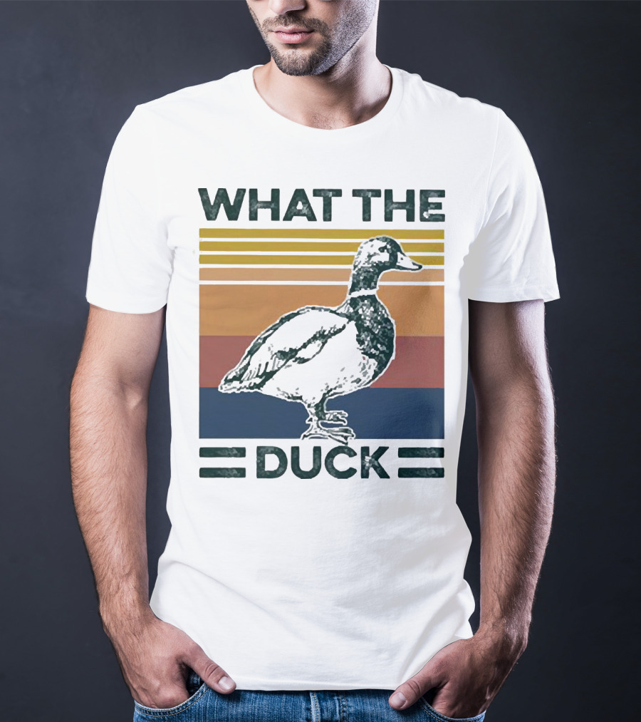 What The Duck Vintage Style Retro Stripes Duck Image T-Shirt