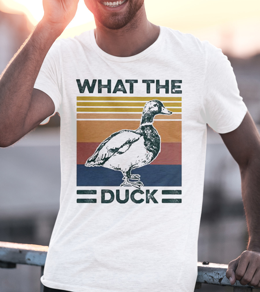 What The Duck Vintage Style Retro Stripes Duck Image T-Shirt