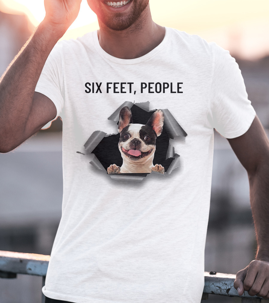 French Bulldog Breaking Through Six Feet People Ripper T-Shirt
