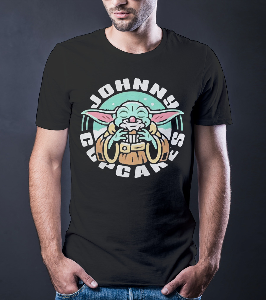 Johnny Cupcakes Baby Yoda Enjoying Cupcake T-Shirt