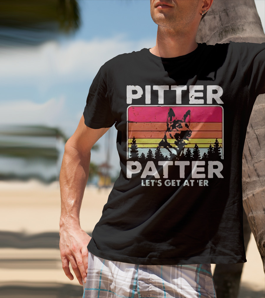 Pitter Patter German Shepherd Let's Get At 'Er Vintage Sunset Forest T-Shirt