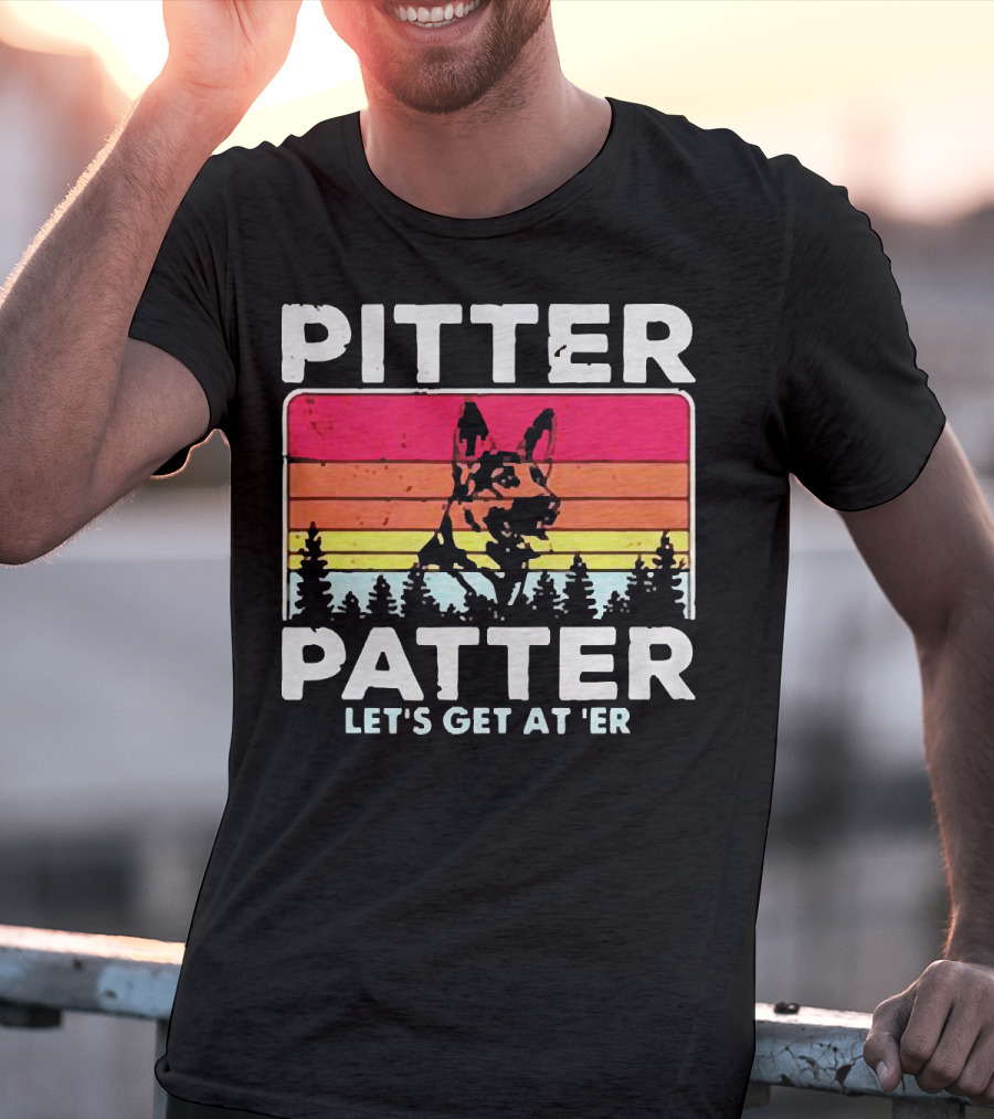 Pitter Patter German Shepherd Let's Get At 'Er Vintage Sunset Forest T-Shirt