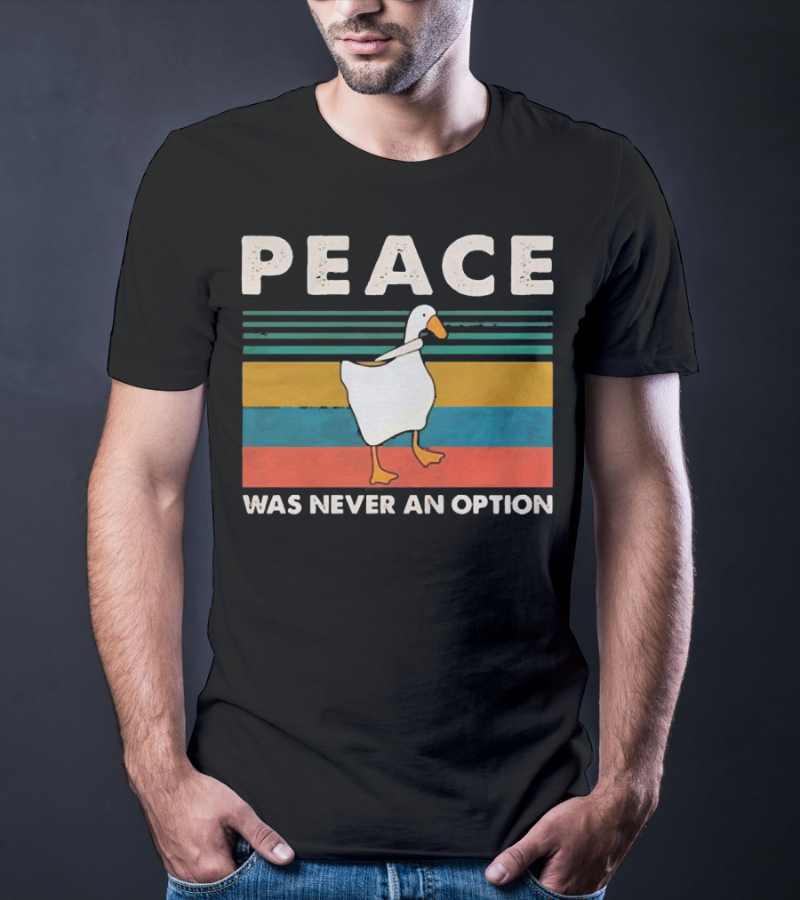 Peace Was Never An Option Goose Walking On Colorful Stripes T-Shirt