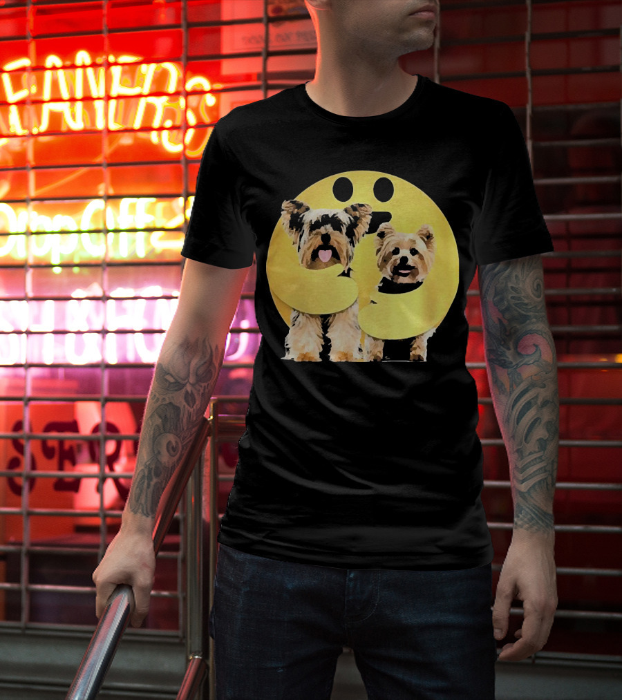 Iconic Hugging Emoji With Yorkie Dogs T-Shirt