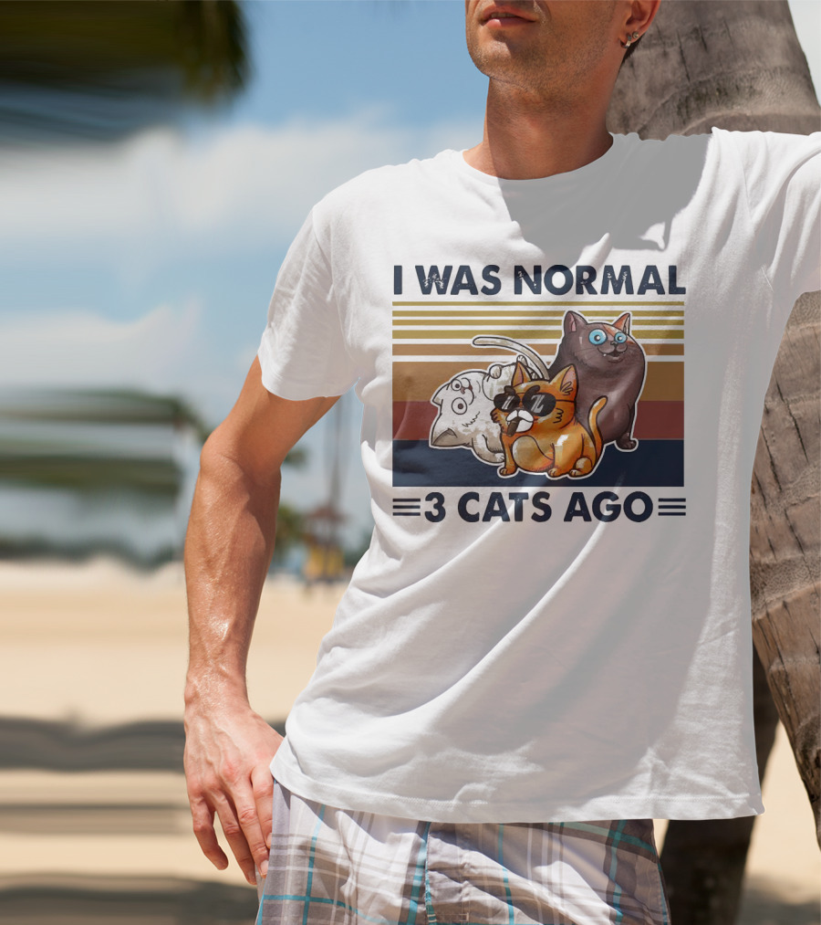 I Was Normal 3 Cats Ago Retro Style Black Version T-Shirt