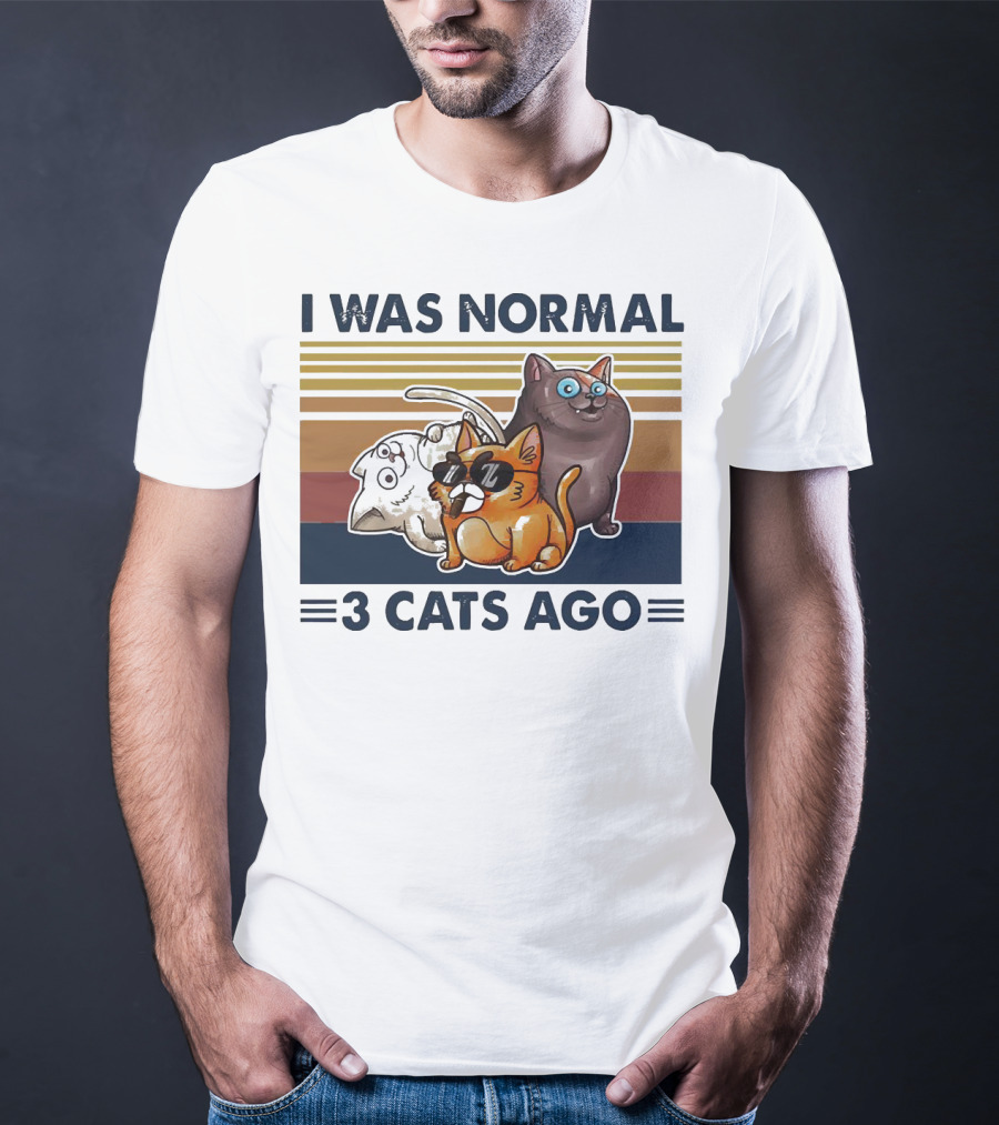 I Was Normal 3 Cats Ago Retro Style Black Version T-Shirt