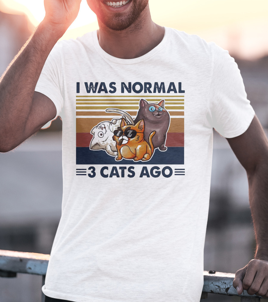 I Was Normal 3 Cats Ago Retro Style Black Version T-Shirt