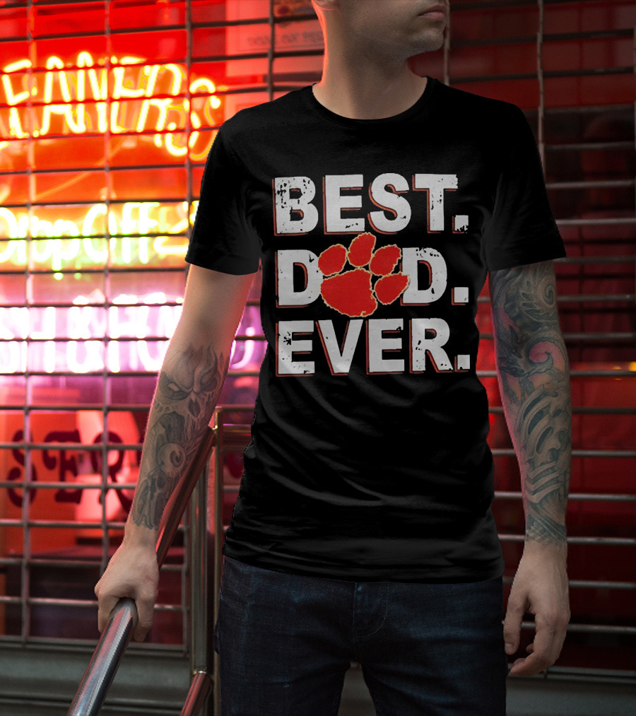 Best Dad Ever Clemson Paw Prints T-Shirt