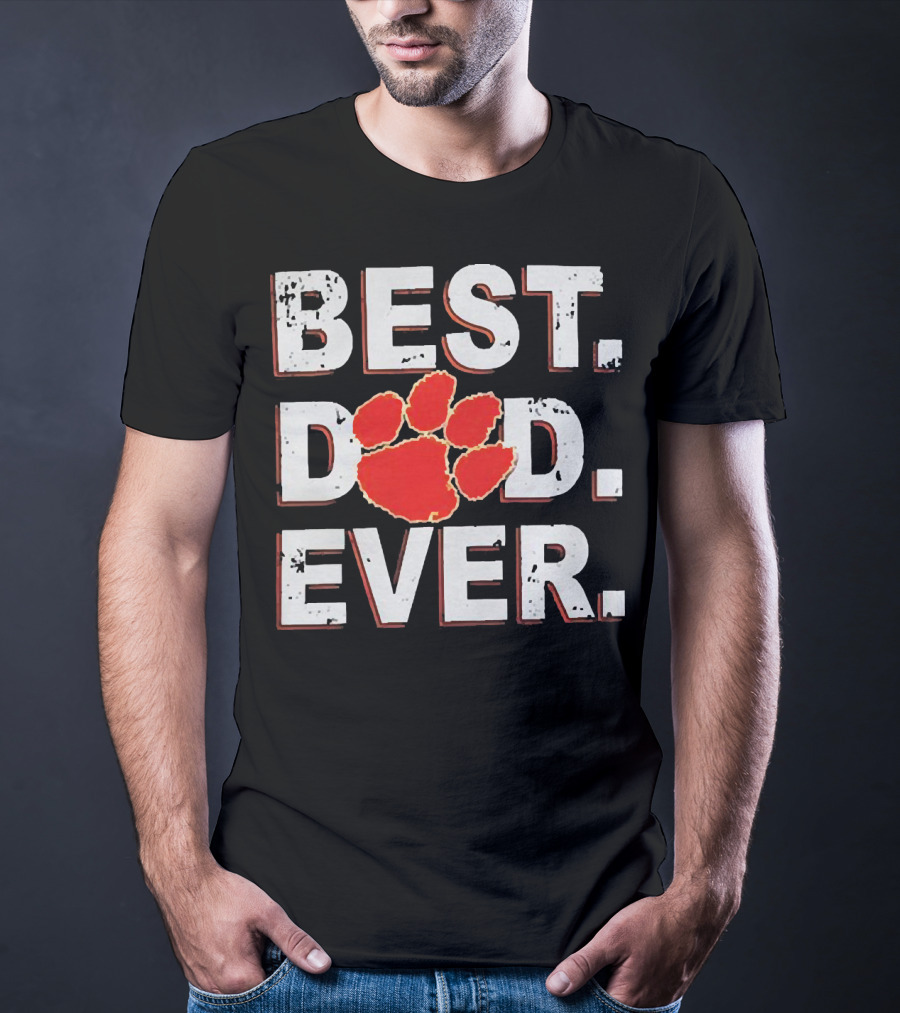 Best Dad Ever Clemson Paw Prints T-Shirt