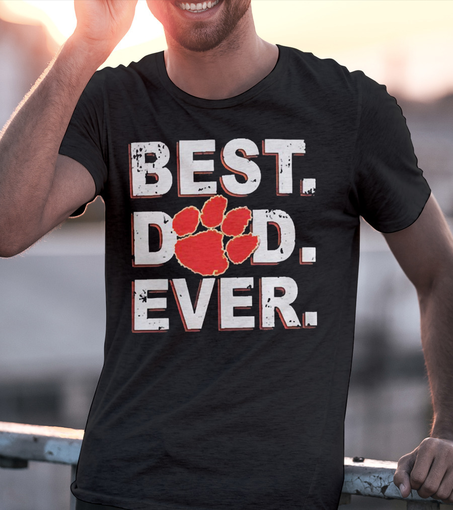 Best Dad Ever Clemson Paw Prints T-Shirt