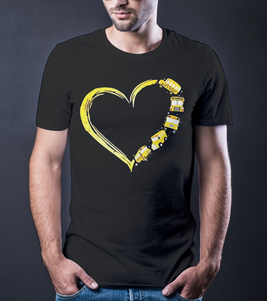 Heart-Shaped Yellow School Bus Journey Love Back To School T-Shirt