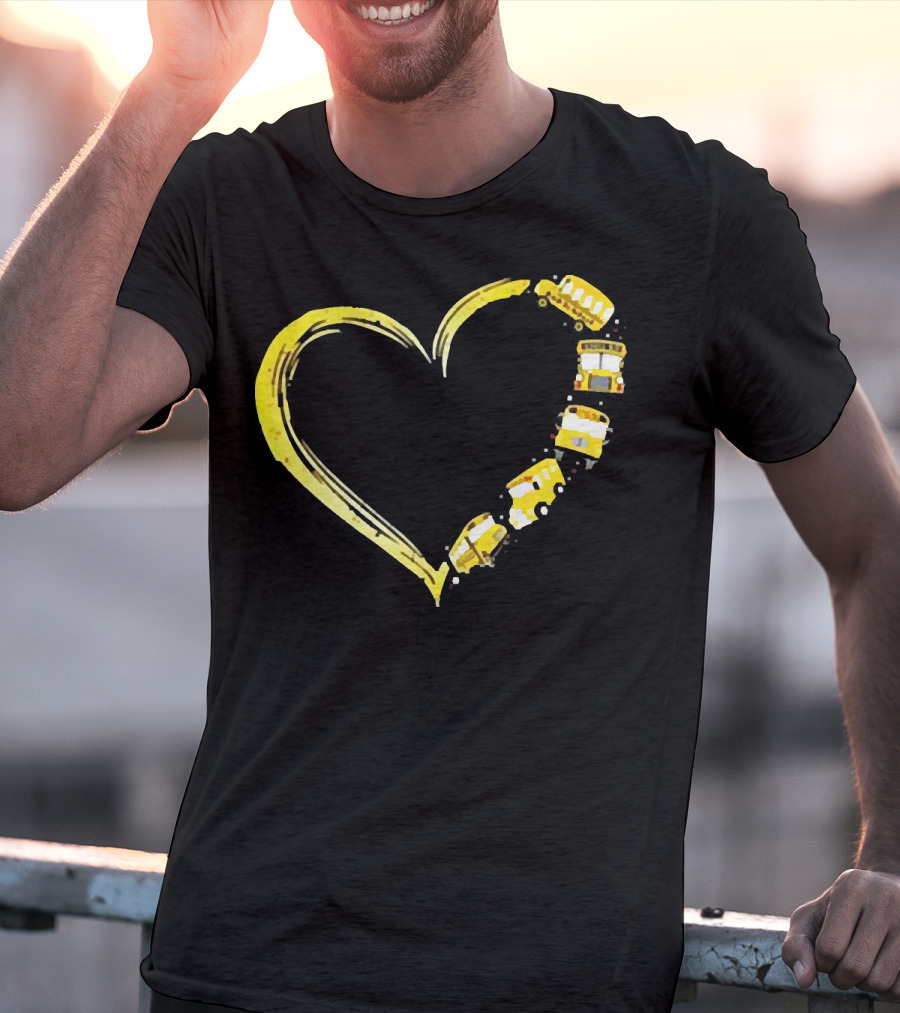 Heart-Shaped Yellow School Bus Journey Love Back To School T-Shirt
