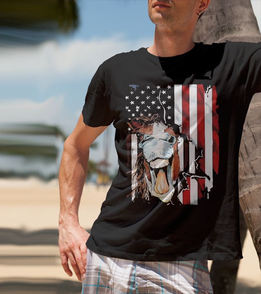Horse Face American Flag Heritage T-Shirt