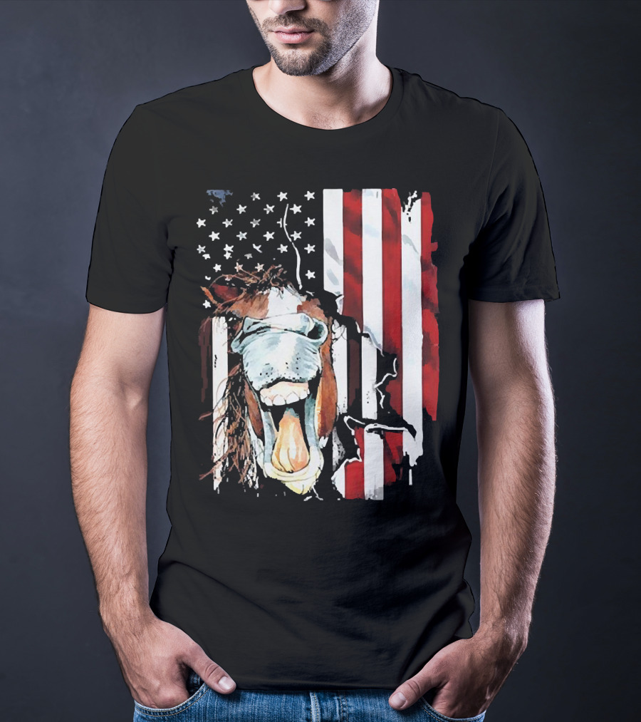 Horse Face American Flag Heritage T-Shirt