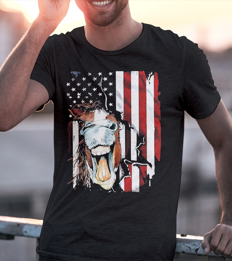 Horse Face American Flag Heritage T-Shirt
