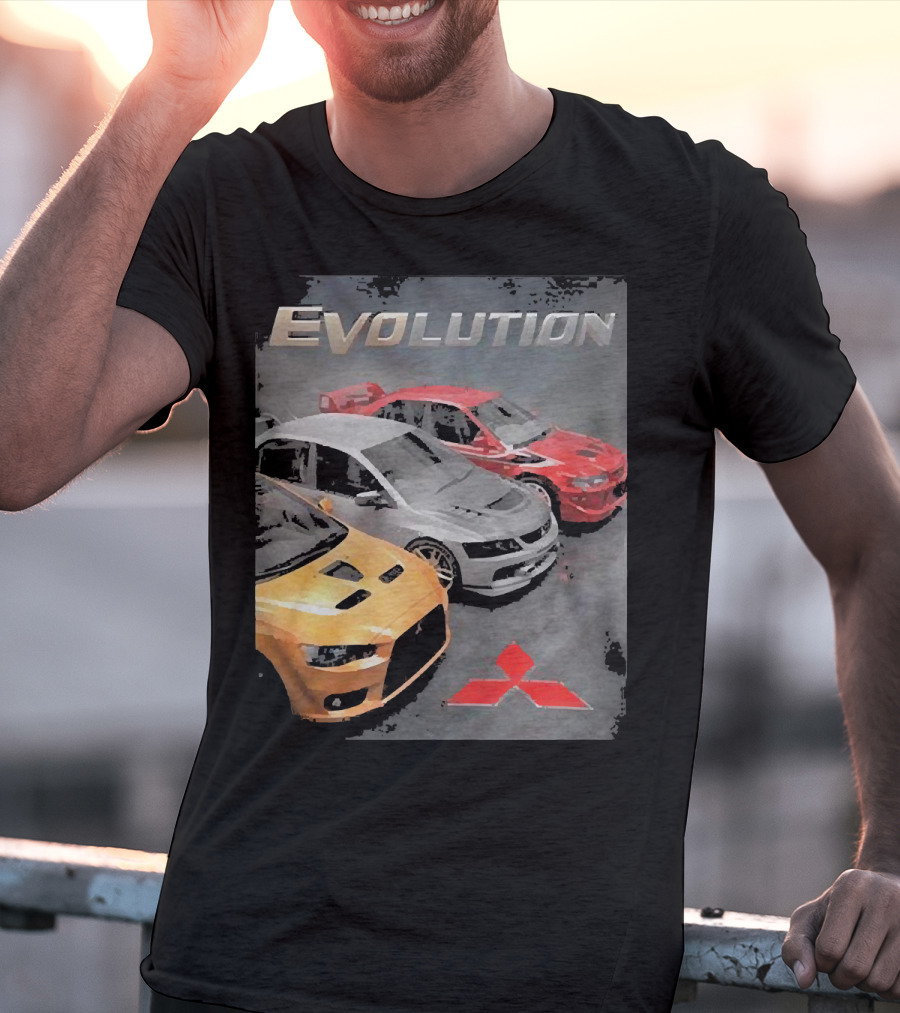 Mitsubishi Evolution Cars With Iconic Red T-Shirt