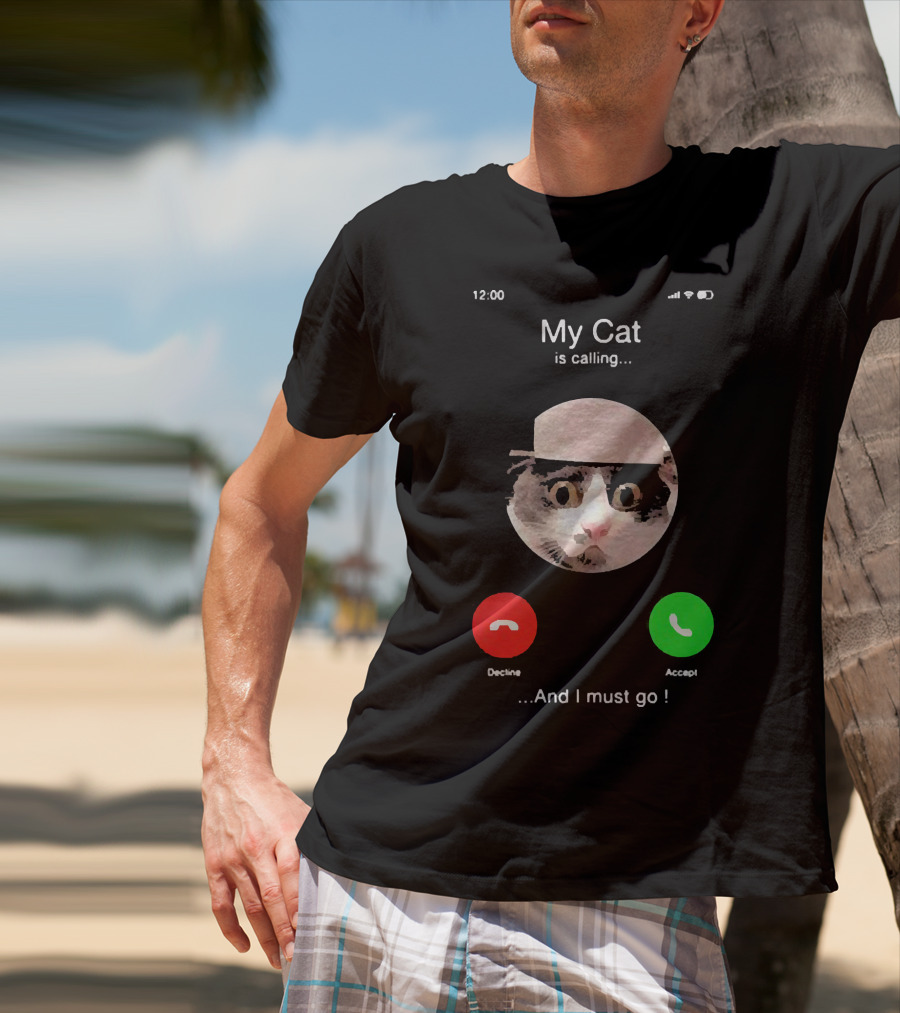 My Cat Is Calling And I Must Go Accept Or Decline At 12:00 T-Shirt