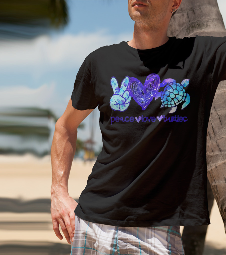 Peace Love Turtles Blue Tie-Dye T-Shirt