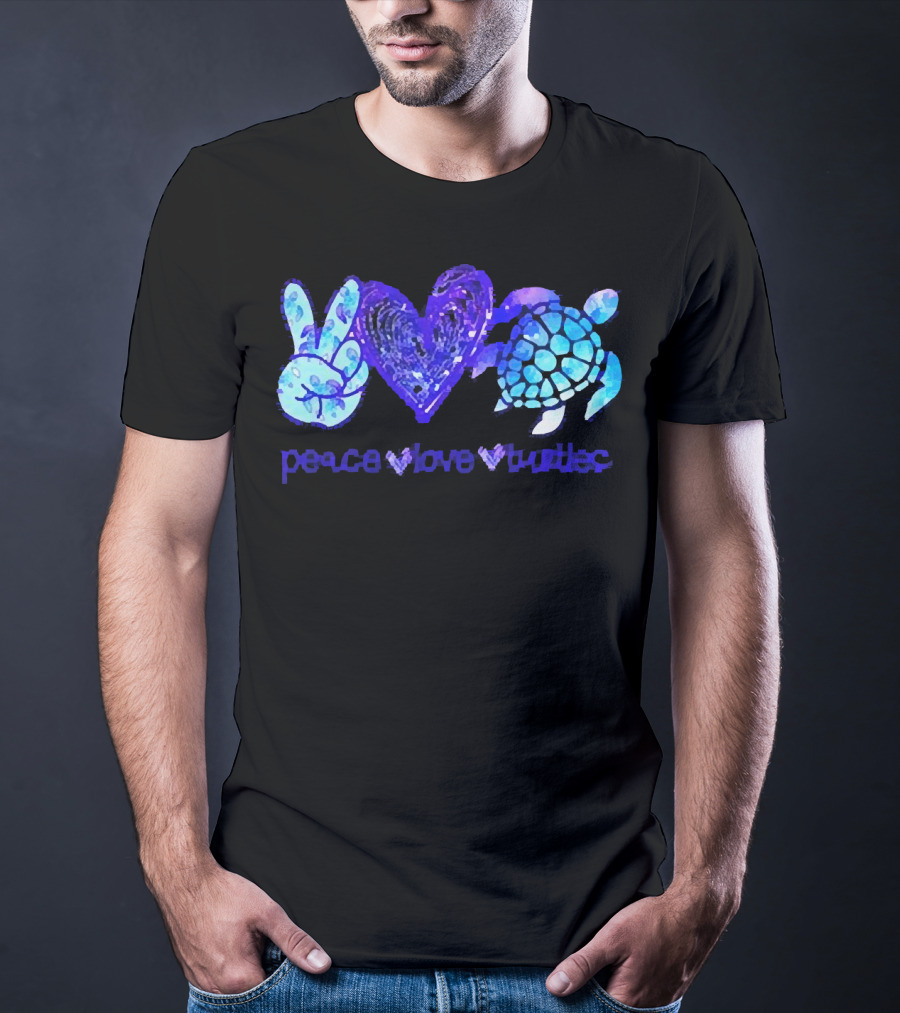 Peace Love Turtles Blue Tie-Dye T-Shirt
