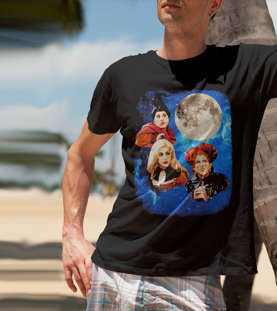 Three Hocus Pocus Moon Sanderson Sisters Night Sky T-Shirt
