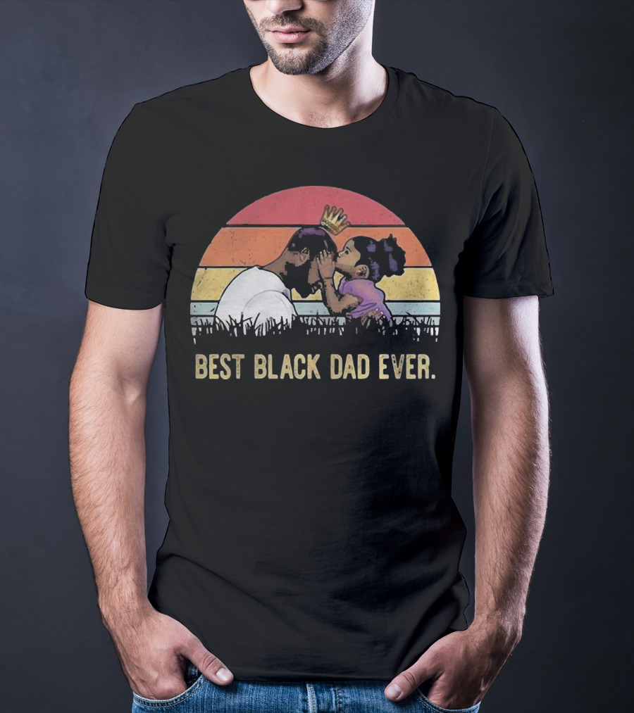Best Black Dad Ever Vintage Sunset Father And Daughter T-Shirt