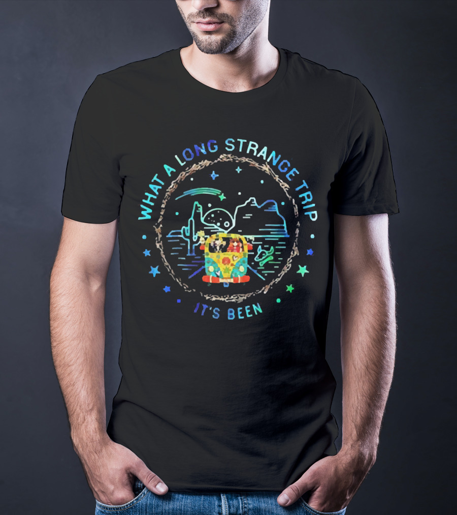 What A Long Strange Trip It's Been Hippie Bus Desert Night Peaceful Journey T-Shirt
