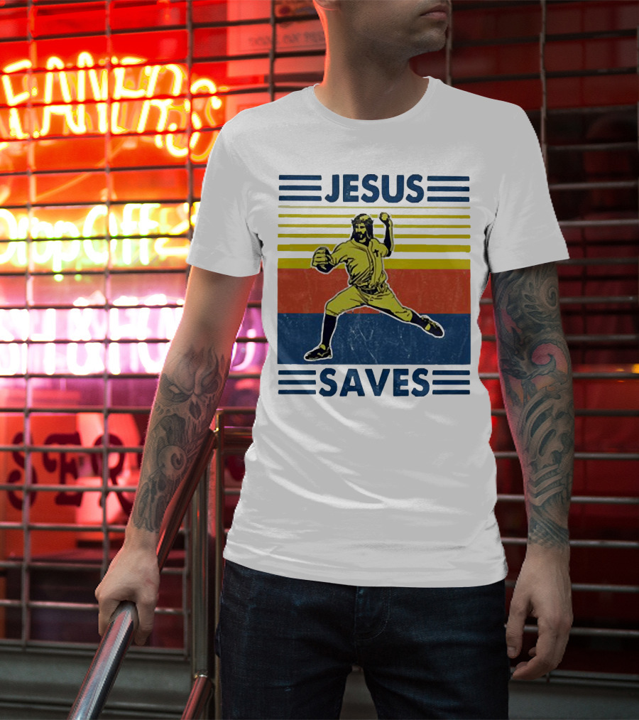 Jesus Saves Baseball Pitcher T-Shirt