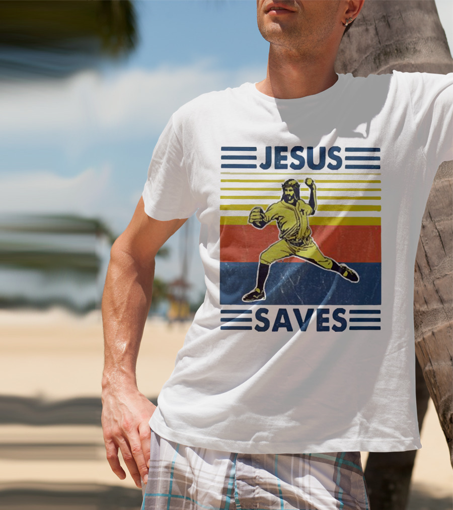 Jesus Saves Baseball Pitcher T-Shirt