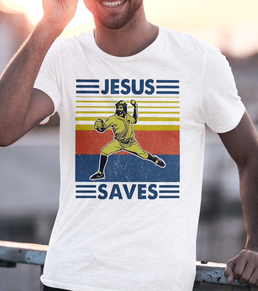 Jesus Saves Baseball Pitcher T-Shirt