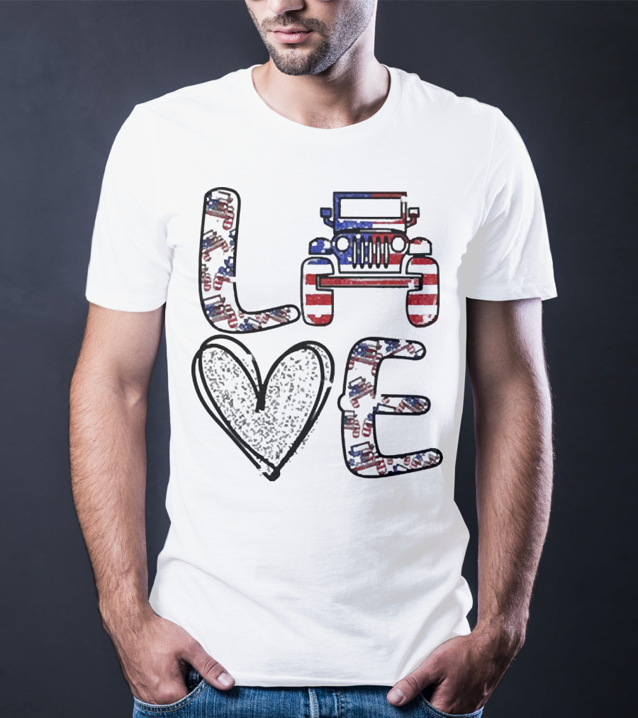 Love Jeep American Flag Enthusiast T-Shirt