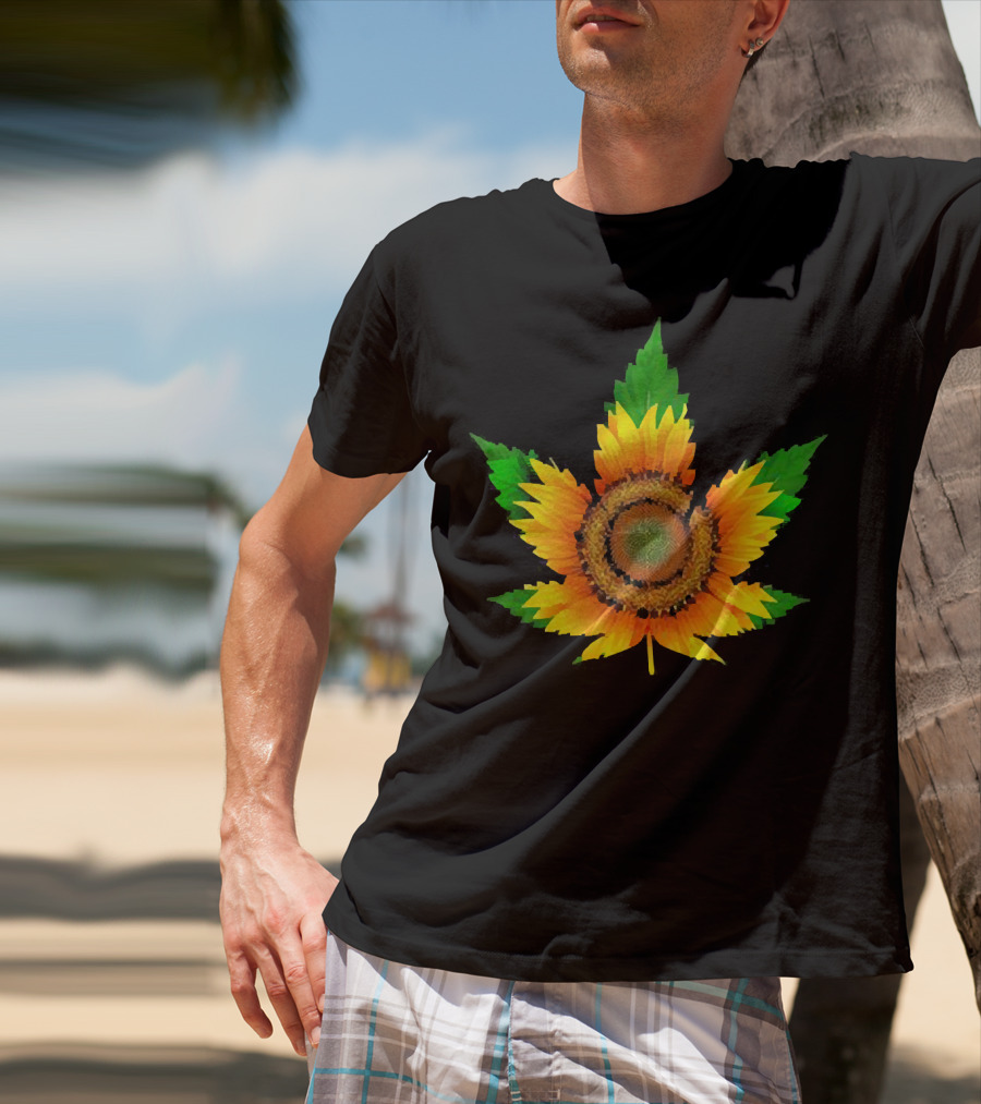 Weed Leaf Sunflower Beautiful T-Shirt