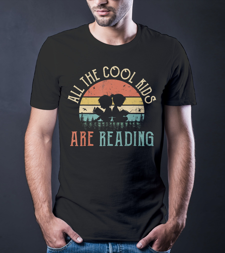 All The Cool Kids Are Reading Vintage Retro Sunset T-Shirt