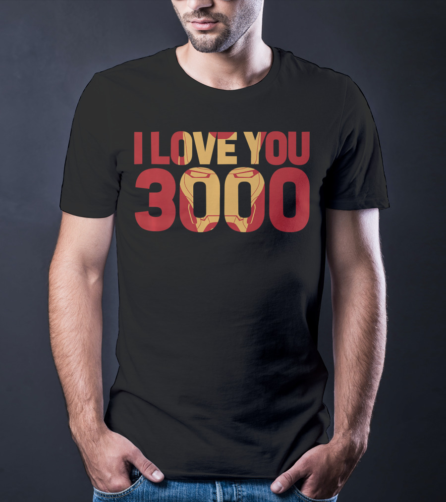 Marvel Avengers Endgame Iron Man I Love You 3000 Iconic Text Fill T-Shirt