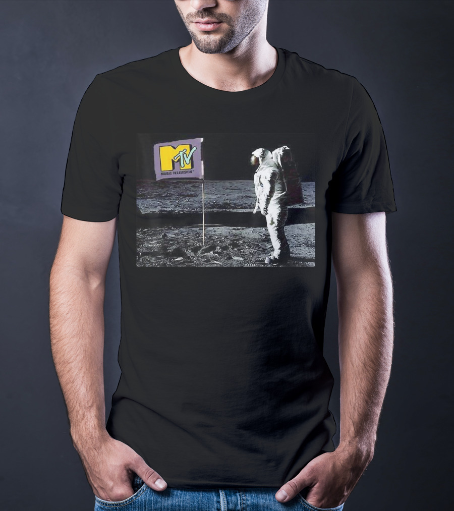 MTV Music Television Astronaut Planting Flag Man On The Moon T-Shirt