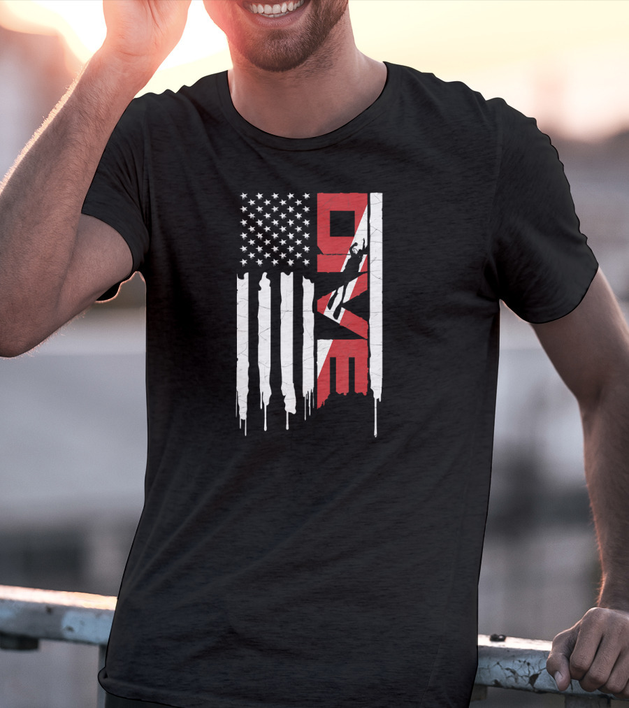 American Flag Scuba Diving DIVE With Diver T-Shirt