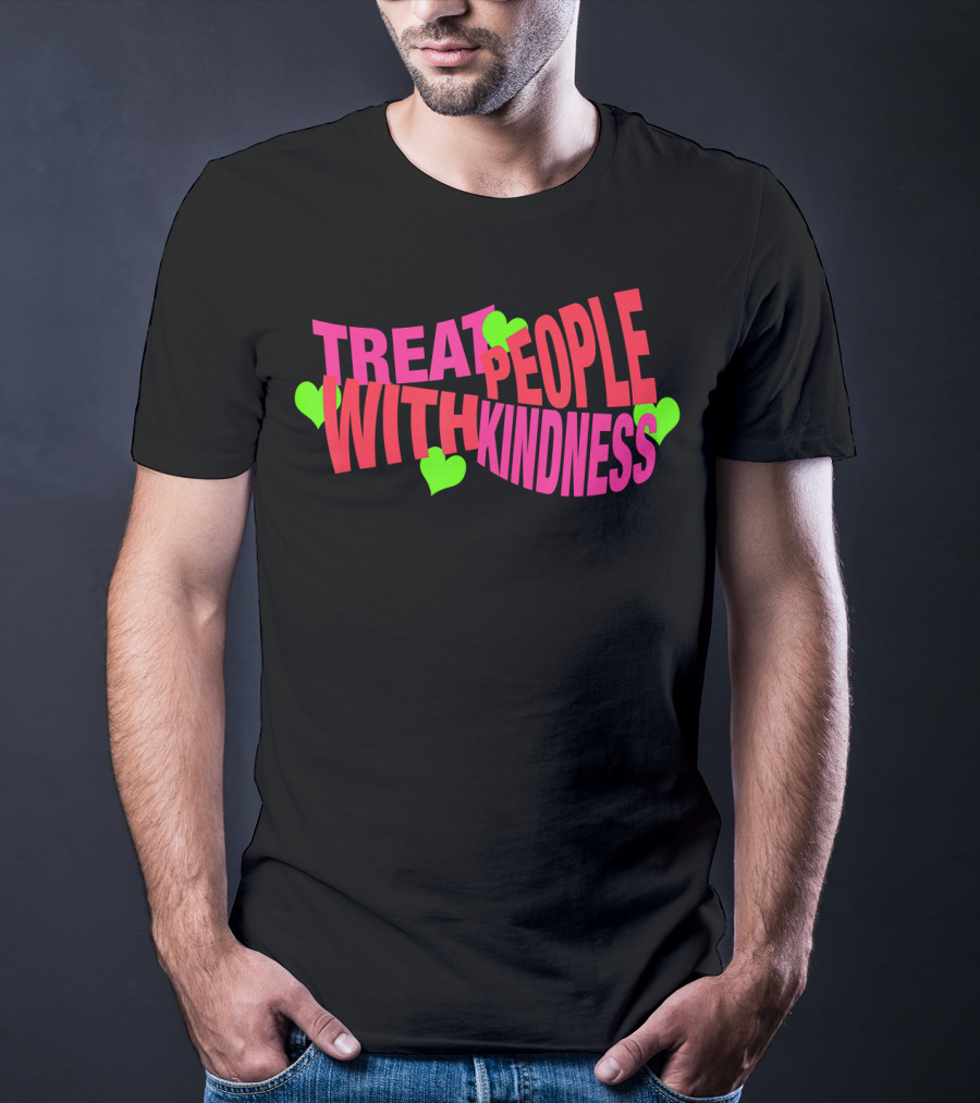 Treat People With Kindness Neon Hearts T-Shirt