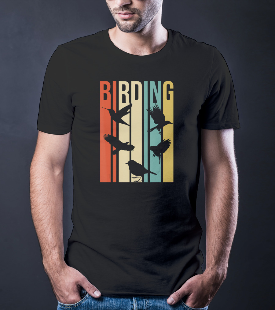Vintage Style Birding With Birds Retro T-Shirt