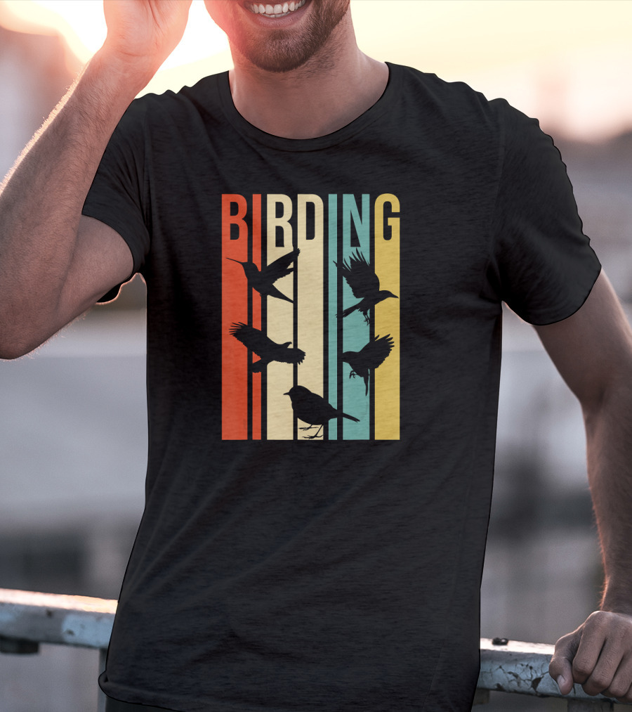 Vintage Style Birding With Birds Retro T-Shirt